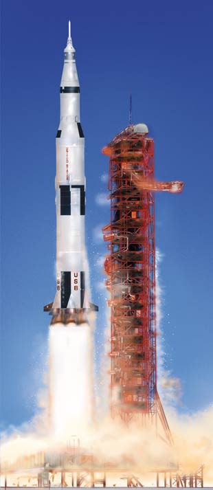 Saturn V Rakete beim Start zum Mondflug