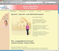 Website im Browserfenster Praxis für Logopädie